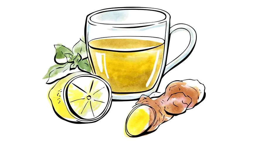 имбирь и чай с лимоном