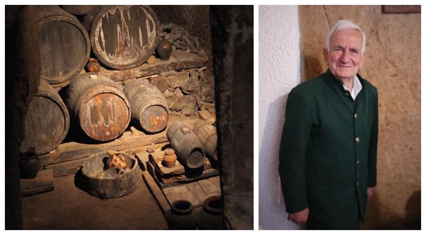 Подземный музей этрусков                                       Старина Терцилио, бывший трактирщик, а ныне директор музеев
