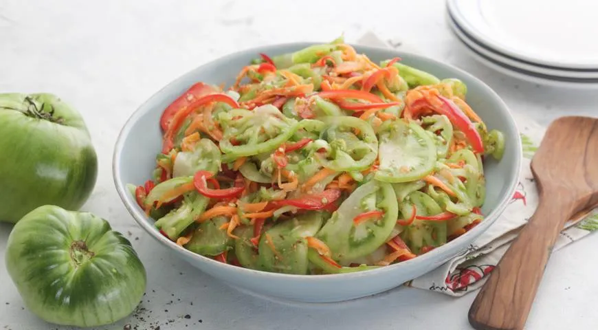 Салат из зеленых помидоров — рецепт с фото пошагово