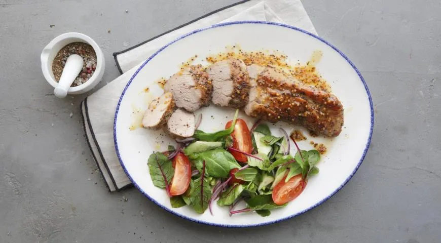 Рецепт свиной вырезки в глазури из сидра и горчицы