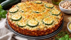 Творожная запеканка с курицей и цукини