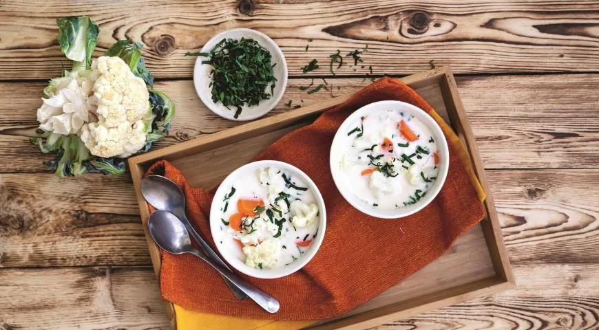 Суп с пшеном и цветной капустой