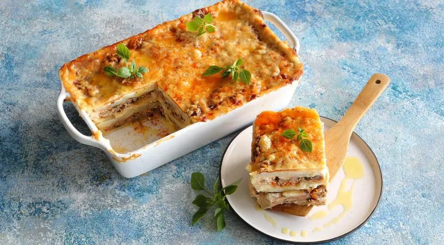 Лазанья из лаваша с курицей и грибами