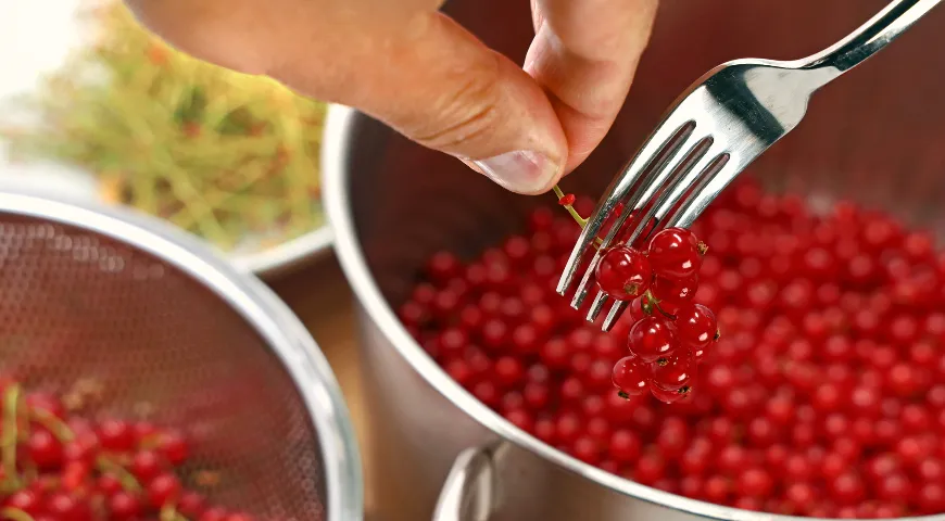 Перед приготовлением снимите ягоды с веточки, используя для этого вилку
