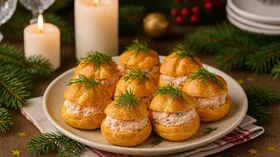 Профитроли с сёмгой и мягким сыром