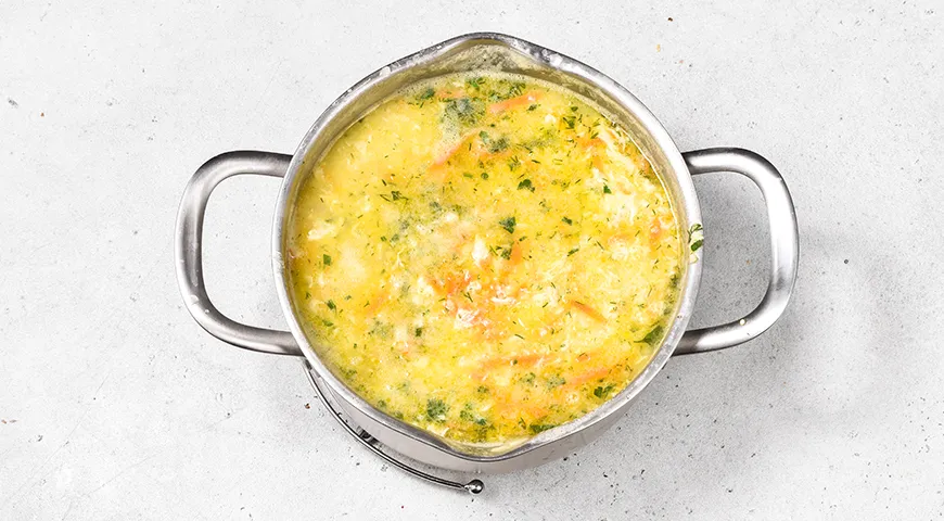 Пшенный суп с яичной паутинкой