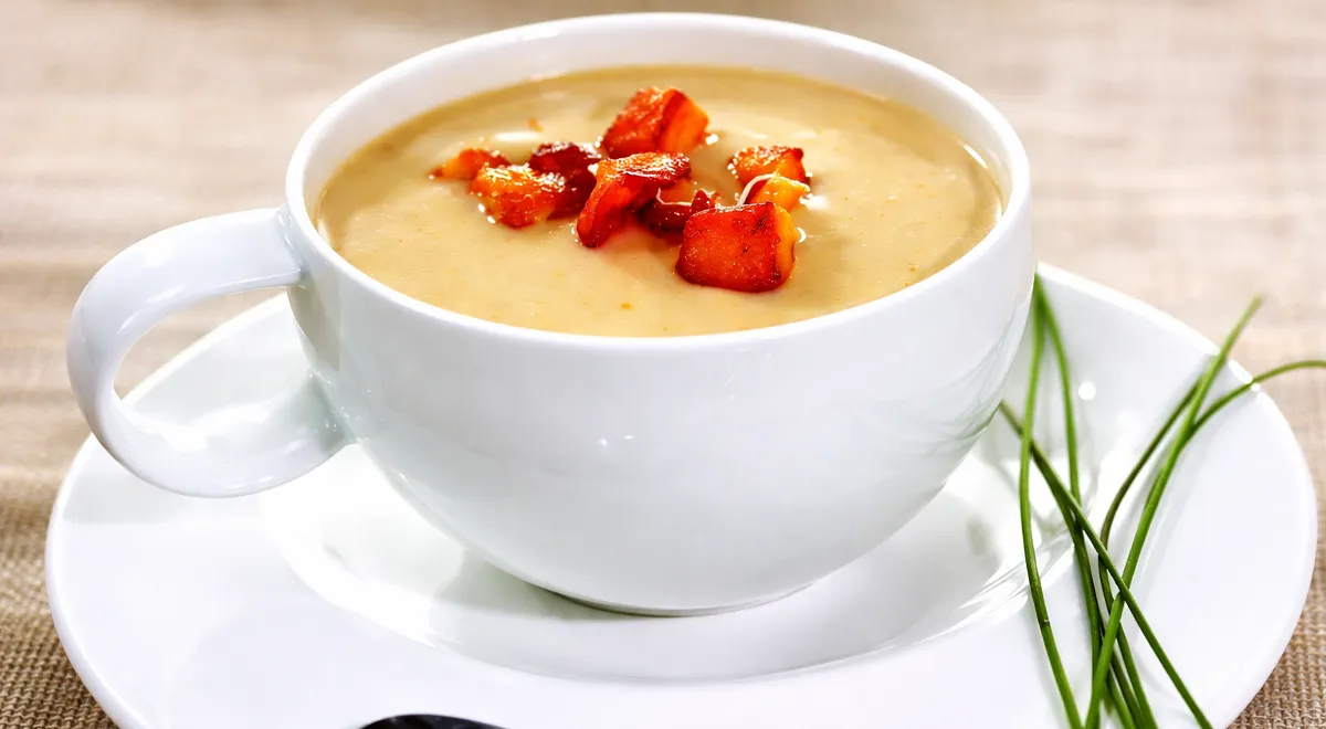 Суп-пюре из рыбы с креветками