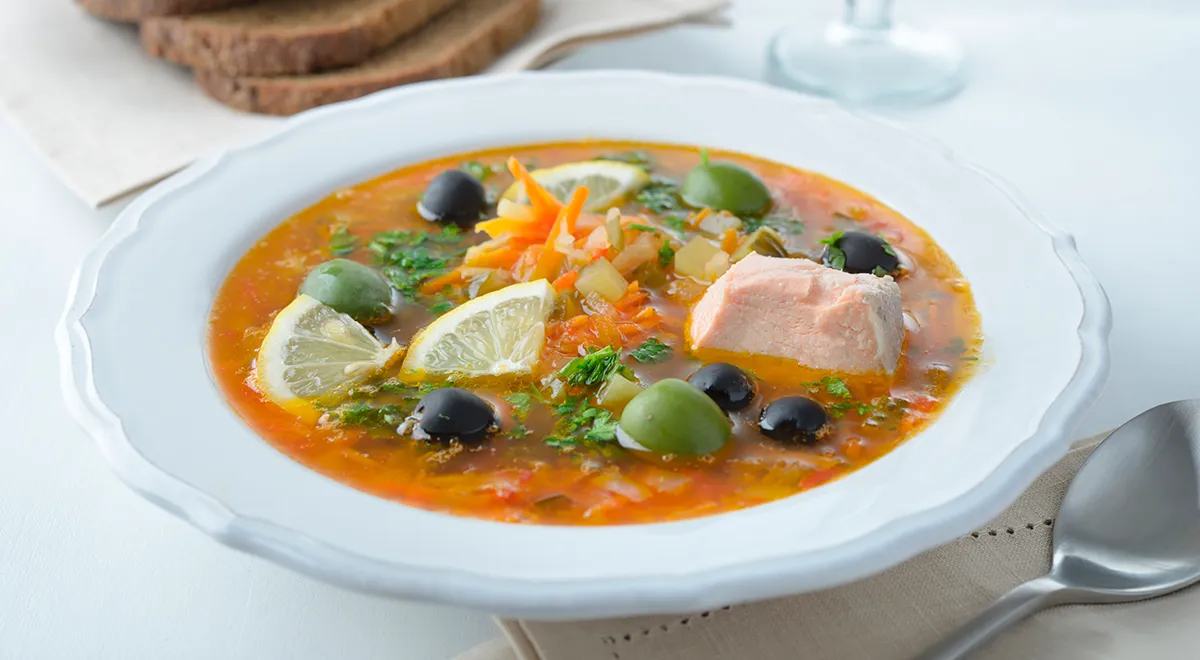 Рецепт классической солянки из семги