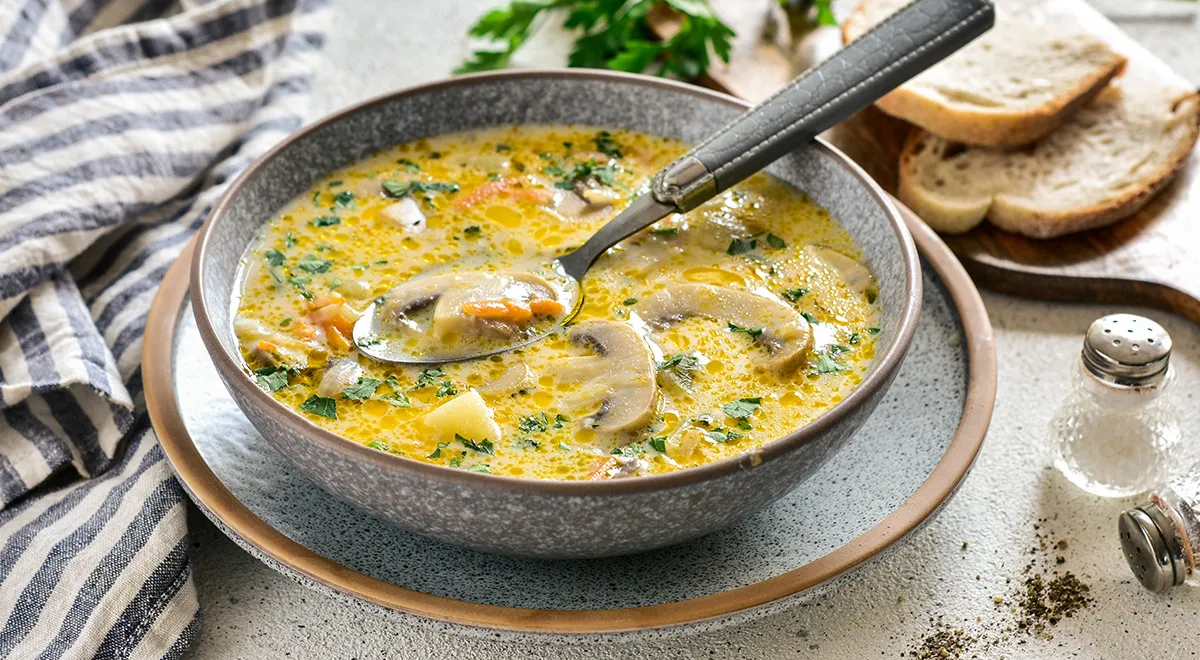 Рецепт грибного супа с плавленым сыром