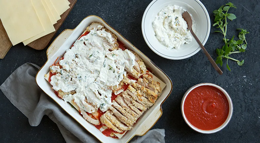 Лазанья с курицей, пошаговый рецепт с фото на 546 ккал