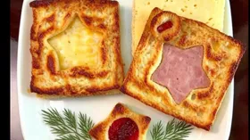 Оригинальные тосты с сыром и ветчиной