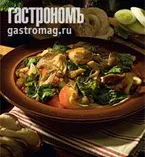 Теплый салат из вешенок и шпината