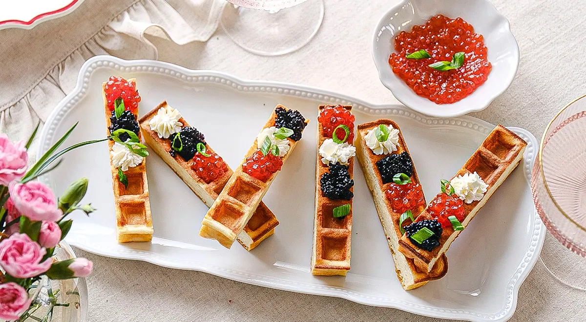 Рецепт вафель с лососевой икрой