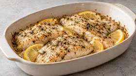 Морской язык с пряными травами и лимоном