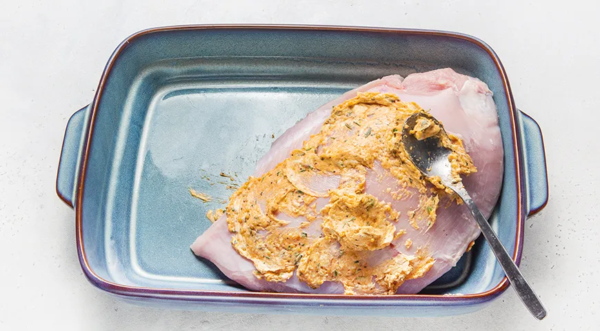 Запеченная грудка индейки с картофелем