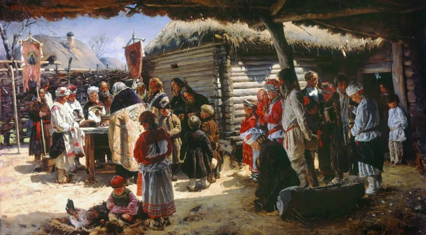 Константин Егорович Маковский «Молебен на Пасху». Холст, масло, 1888 г.