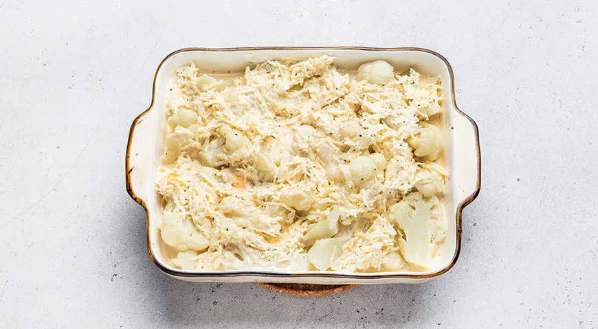 Цветная капуста, запеченная со сливками и сыром