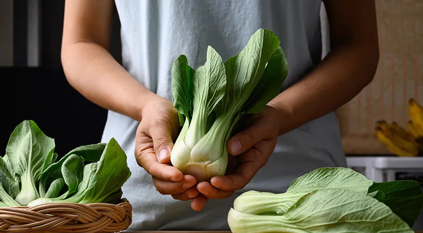 Черешки свежего пак-чой должны быть целыми, без надломов, пустот внутри и следов механических повреждений
