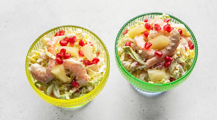 Салат «Стрелы Амура» с креветками и гранатом