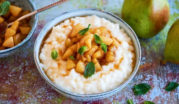 Рисовая каша с грушами и ванилью