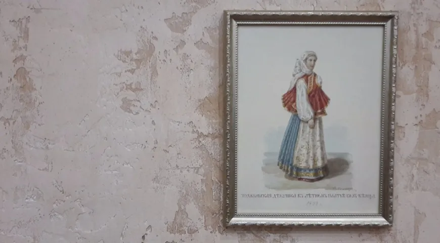 Акварель Торжковская девушка в летнем платье без венца, 1832 год