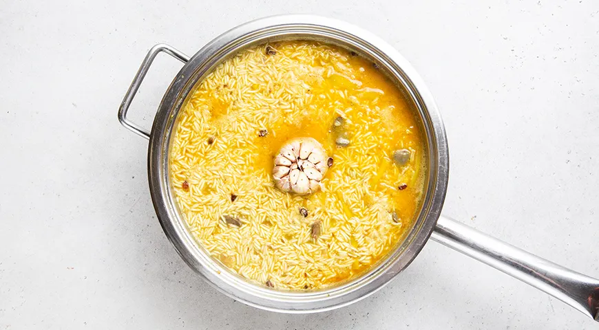 Плов с куриными сердечками