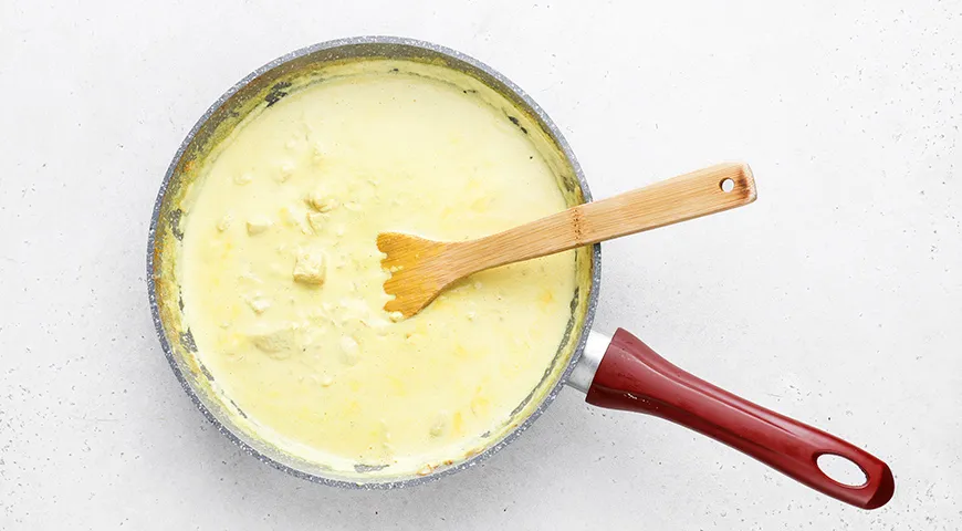 Птитим с курицей в сливочном соусе