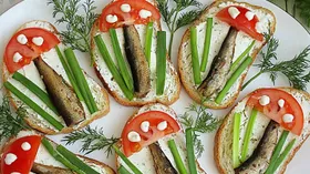 Закуска со шпротами «Мухомор»