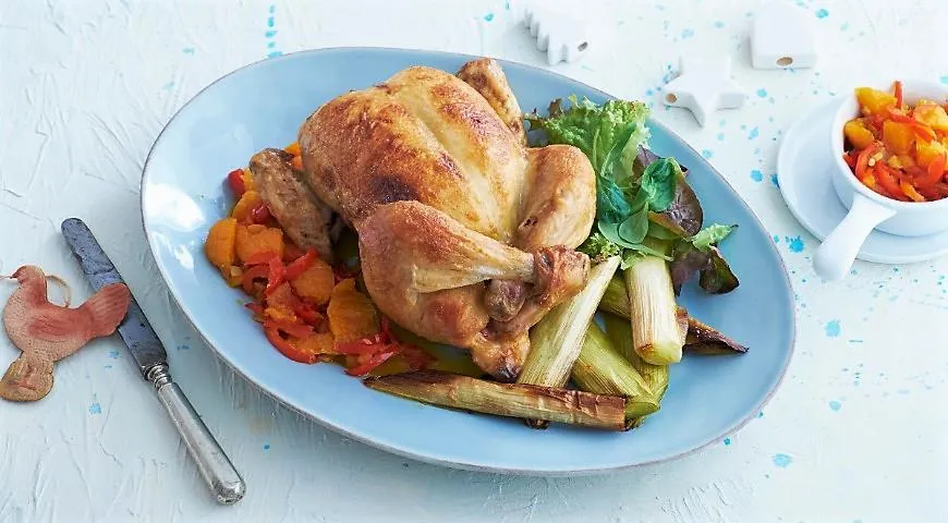 Запеченная курица с	приправой из чили и мандаринов