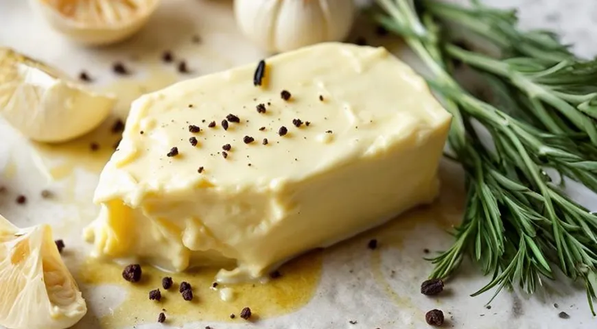 Домашнее масло с печеным чесноком и черным перцем