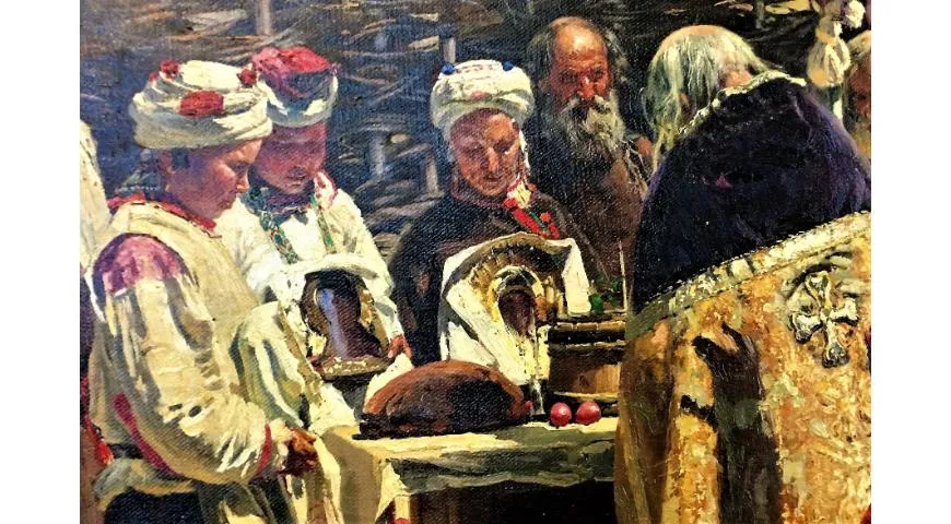Владимир Маковский, «Молебен на Пасху» (фрагмент)