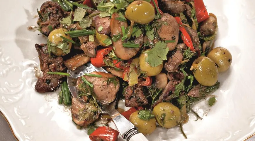 Острая закуска из куриной печенки