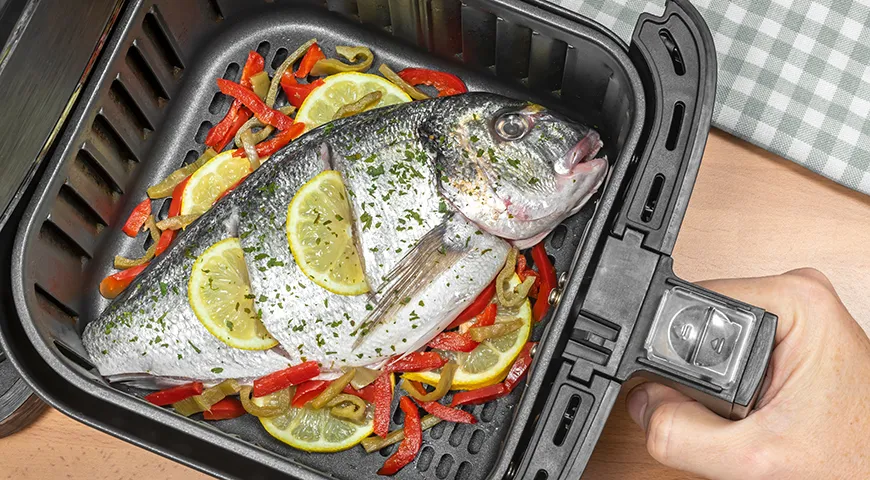 Аэрогриль идеален для белой или красной рыбы, морепродуктов