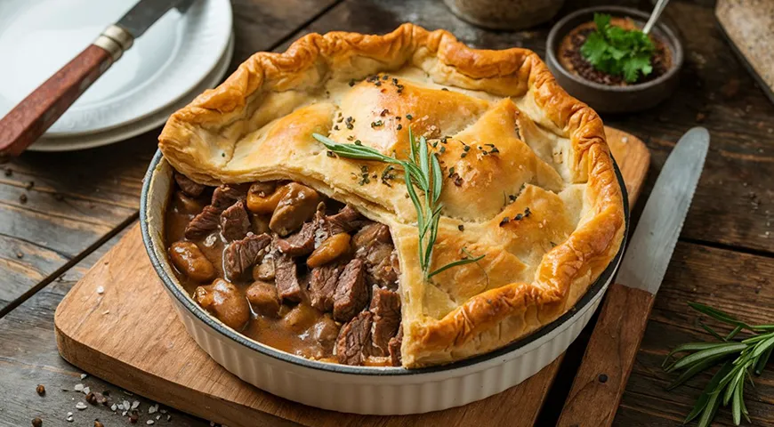 Пирог со стейком и почками