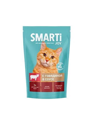 Smarti Корм для кошек с говядиной 415г, пауч