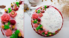 Торт-рулет "Цветы для любимой" с черносмородиновым курдом