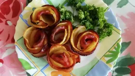 Цветы из картофеля с ветчиной