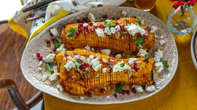 Печеная тыква с брынзой и миндалем