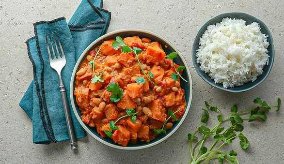 Постное рагу из батата с белой фасолью