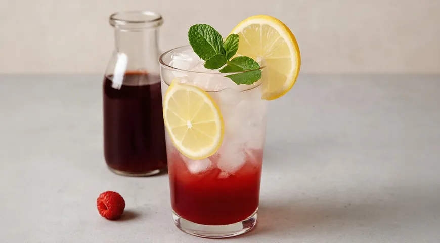 Домашний лимонад с сиропом и газированной водой