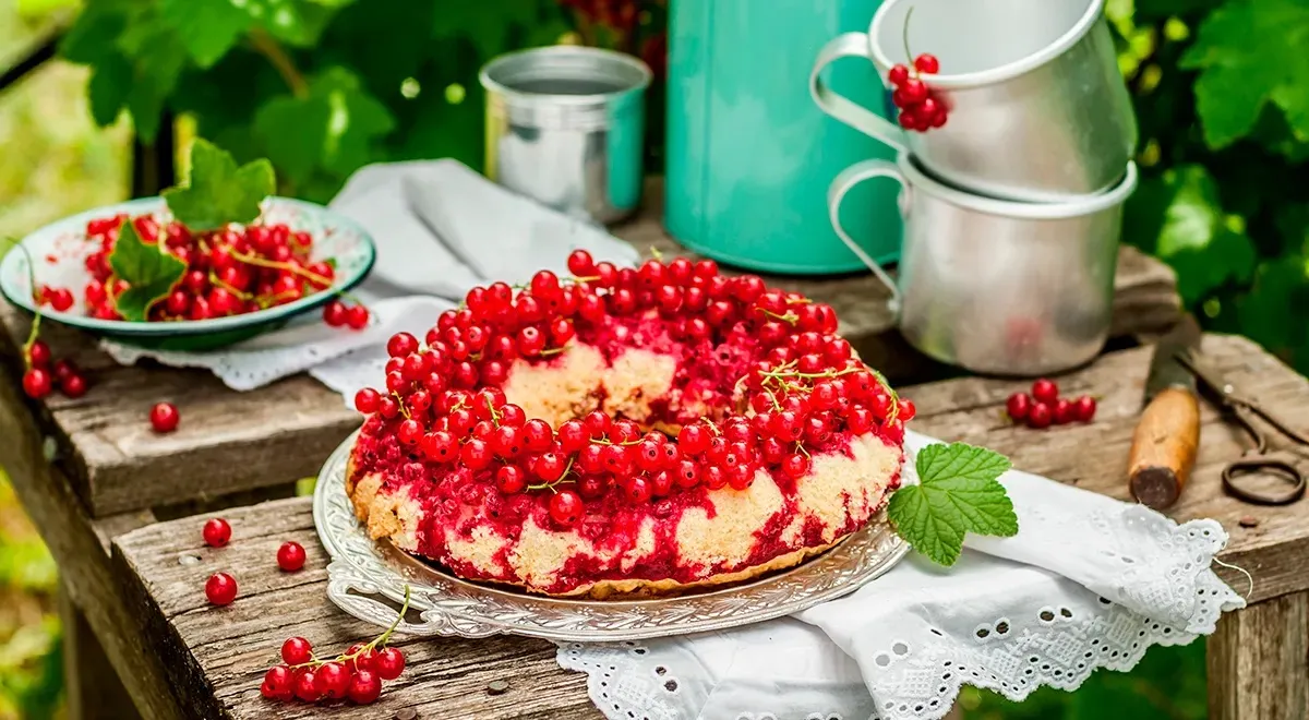 С красной смородиной получается отличная выпечка