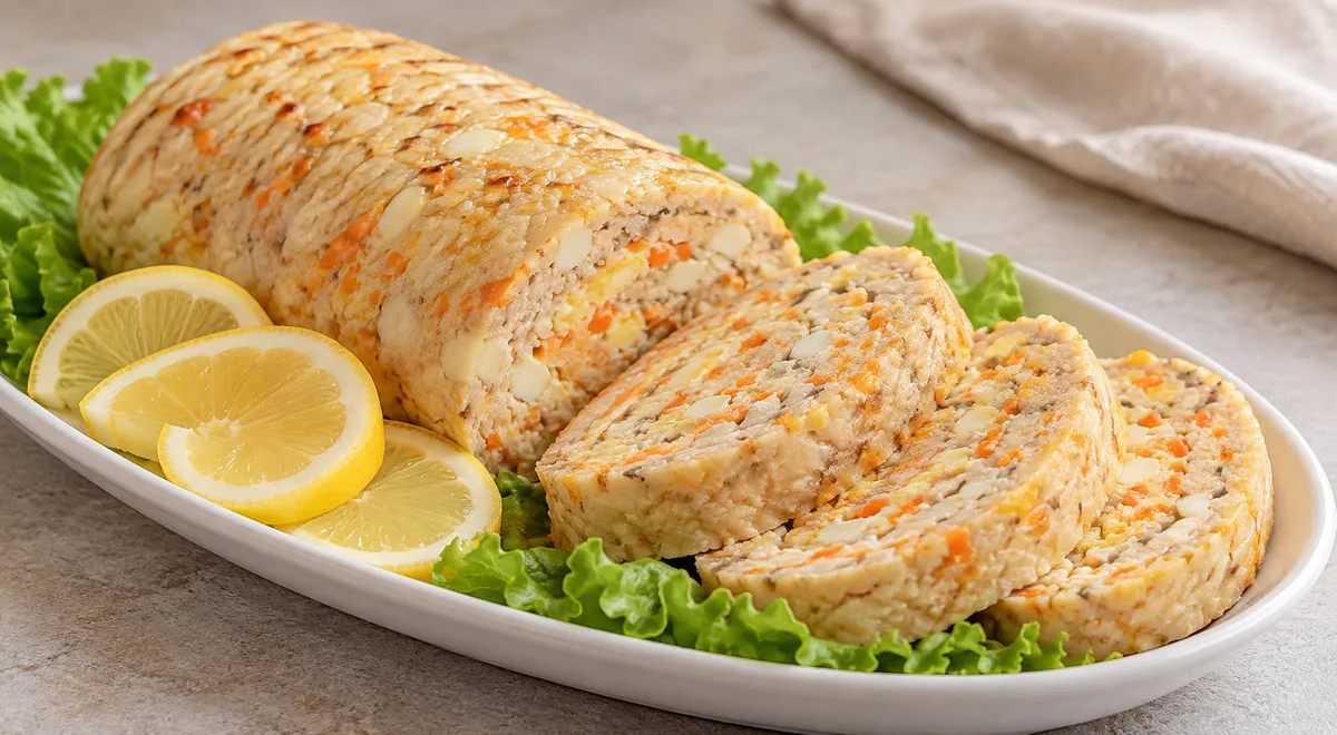Рулет из рыбы с морковью и яйцами