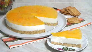 Бисквитный торт с персиками рецепт с фото пошагово