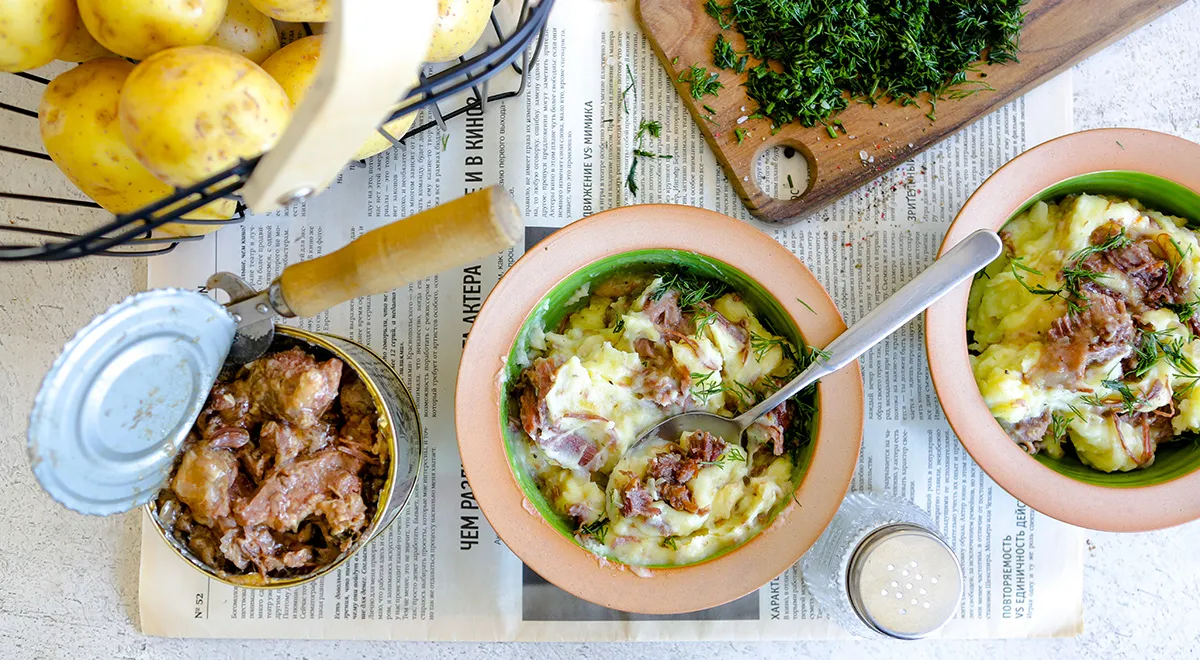 Рецепт картофельного пюре с тушенкой