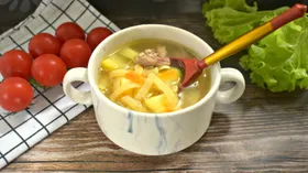 Картофельный суп с тушёнкой и лапшой для лагмана