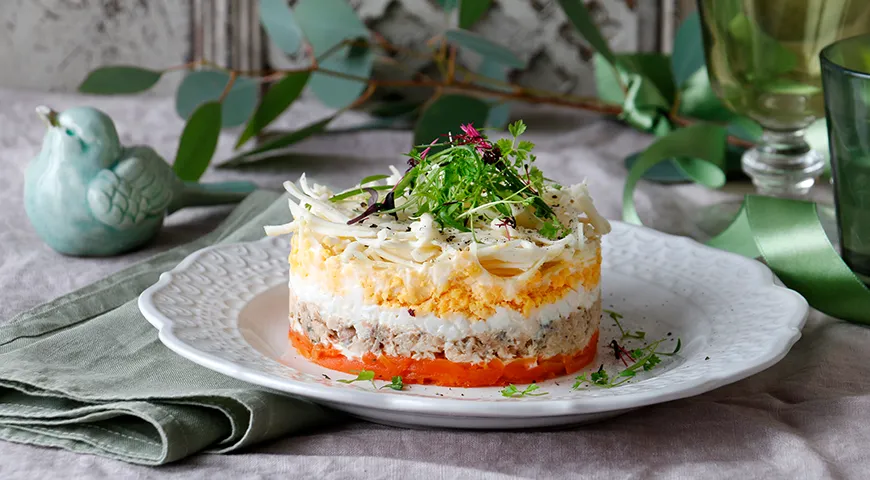 Рецепт салата «Мимоза» с плавленым сыром