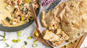 Хрустящий пирог с рыбой и овощами