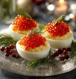 Фаршированные яйца с красной икрой