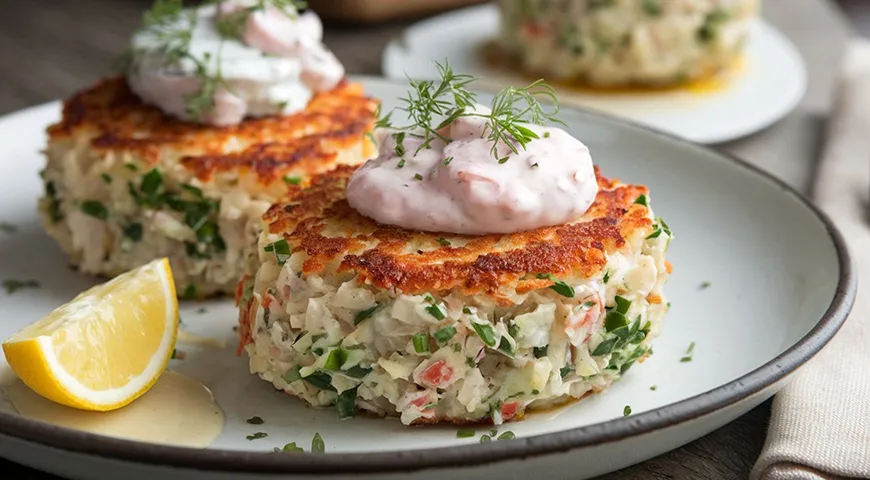Чтобы приготовить крабовые котлеты, мясо краба смешивают с небольшим количеством панировочных сухарей, яйцом и ложкой сливок