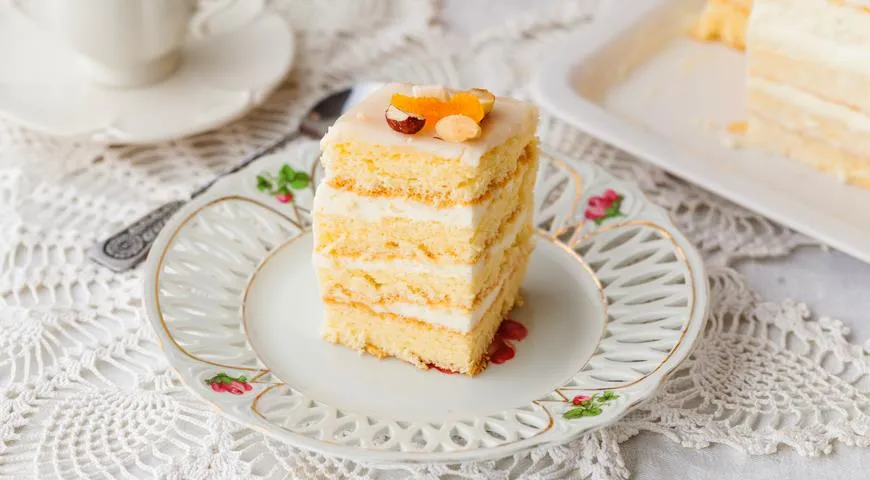 Рецепт бисквитного пирога с картофельным крахмалом с кремом из сливок